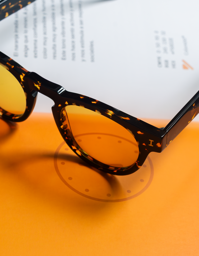 Leonard Sunglasses in Flame with Honey See Through lenses