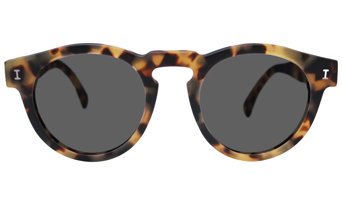 Leonard Polarized Sunglasses in Matte Tortoise with Grey Polarized lenses, front view