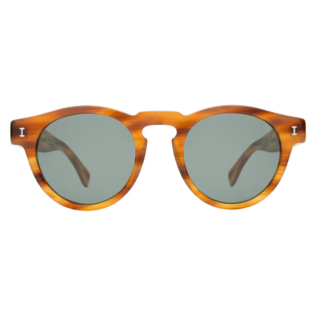 Leonard Sunglasses front view in Teak with Olive