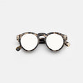 Front view of Leonard Sunglasses in White Tortoise/Silver Mirror