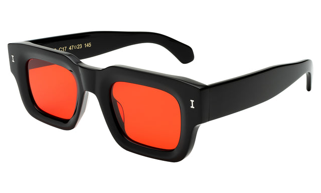 Lewis Sunglasses Side Profile in Black / Red Flat See Through