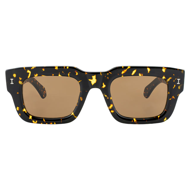 Lewis 50 Sunglasses front view in Flame with Brown Flat