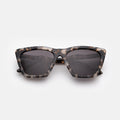 Front view of Lisbon 57 Sunglasses in White Tortoise/Grey