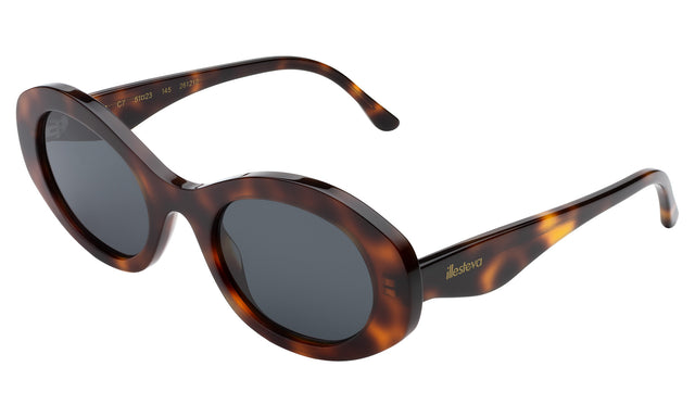 Luna Sunglasses Side Profile in Havana / Grey Flat