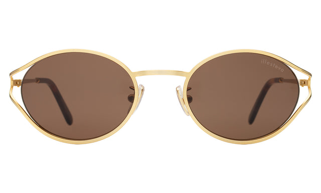 Maria Sunglasses front view in Gold with Brown