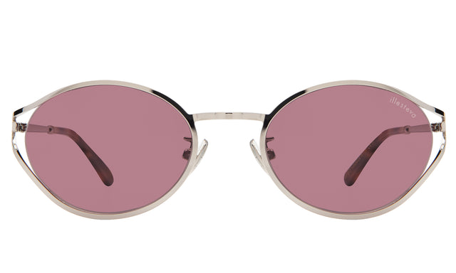Maria Sunglasses front view in Silver with Plum See Through