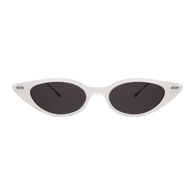 Marianne Sunglasses front view in Powder/Gunmetal with Grey Flat