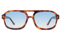 Front view of Memphis 57 Sunglasses in Havana/Blue Gradient See Through