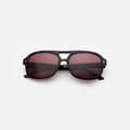 Front view of Memphis 57 Sunglasses in Black/Plum See Through