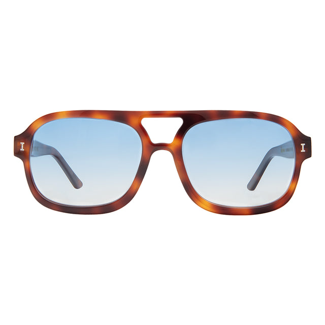 Memphis 57 Sunglasses front view in Havana with Blue Gradient See Through