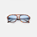 Front view of Memphis 57 Sunglasses in Havana/Blue Gradient See Through