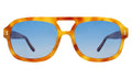 Front view of Memphis Sunglasses in Amber/Dark Blue Gradient See Through