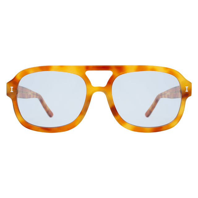 Memphis Sunglasses front view in Amber with Light Blue See Through