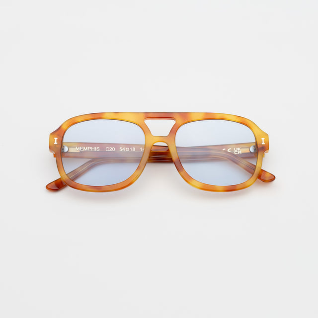 Memphis Sunglasses side view in Amber / Light Blue See Through