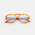 Front view of Memphis Sunglasses in Amber/Light Blue See Through