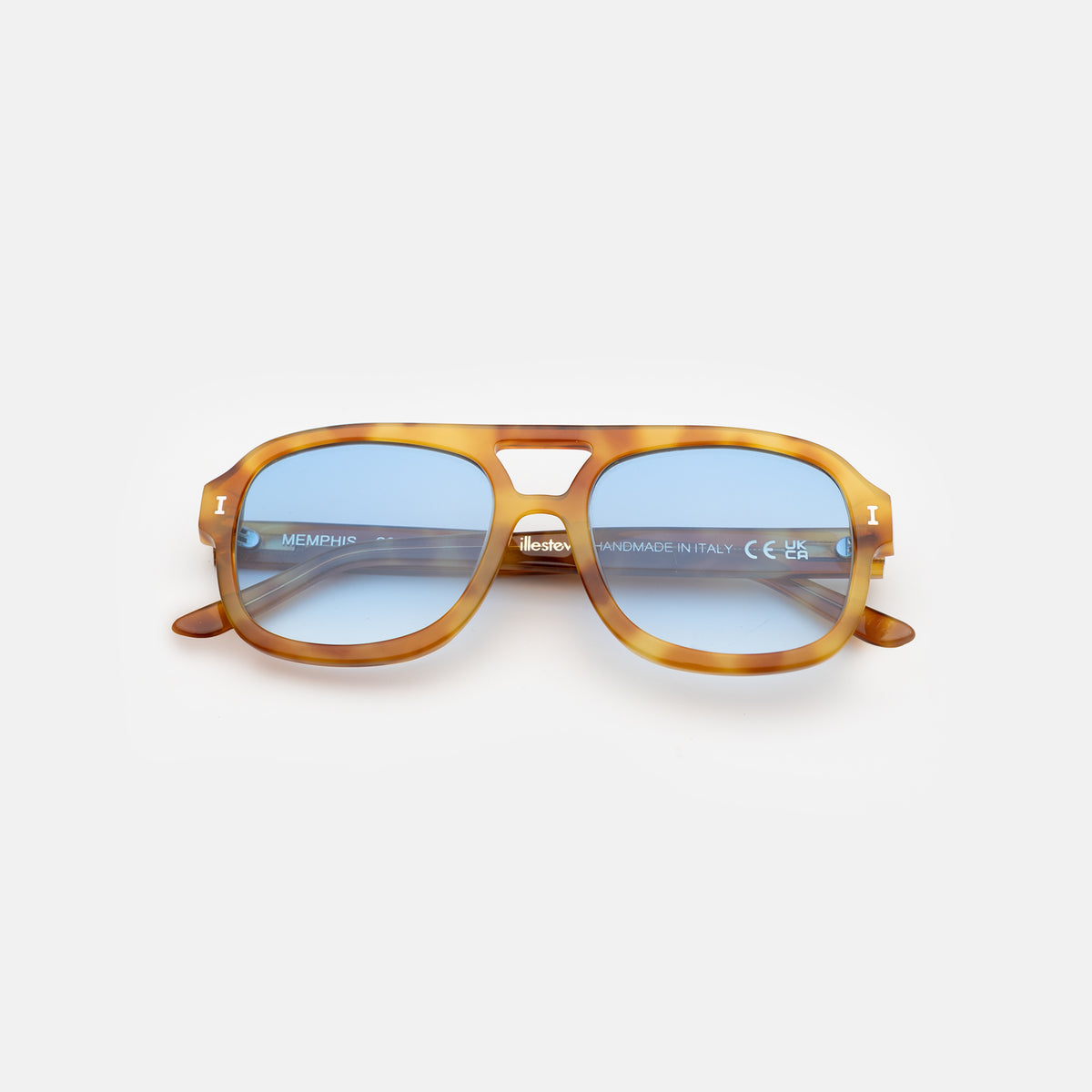 Memphis Sunglasses in Amber with Light Blue See Through lenses