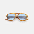 Front view of Memphis Sunglasses in Amber/Light Blue See Through