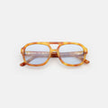 Front view of Memphis Sunglasses in Amber/Light Blue See Through