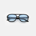 Front view of Memphis Sunglasses in Black/Blue Gradient See Through