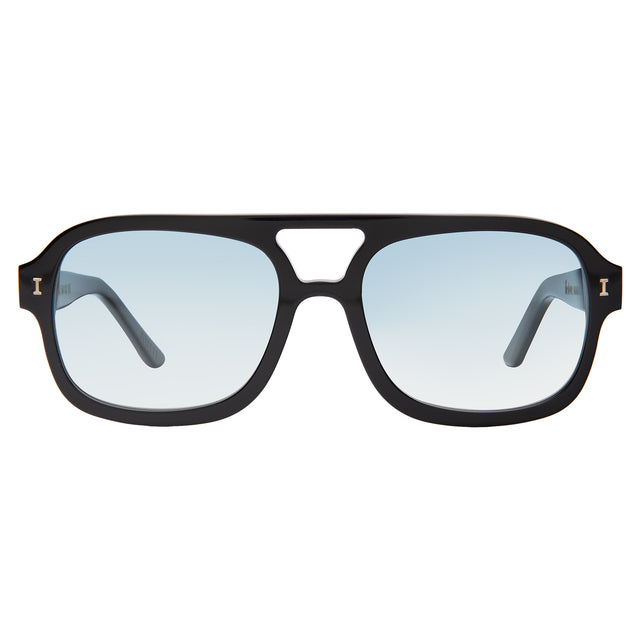 Memphis Sunglasses front view in Black with Blue Gradient See Through