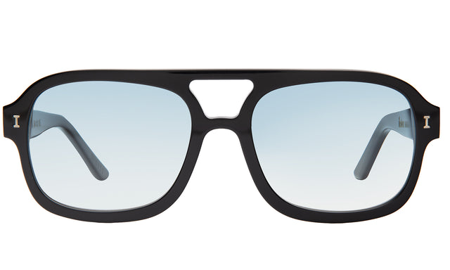 Memphis Sunglasses front view in Black with Blue Gradient See Through