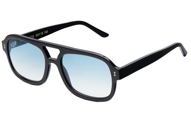 Memphis Sunglasses side view in Black / Blue Gradient See Through
