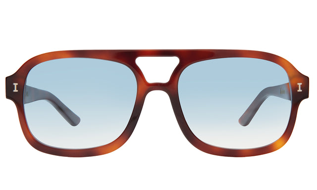 Memphis Sunglasses front view in Havana with Blue Gradient See Through