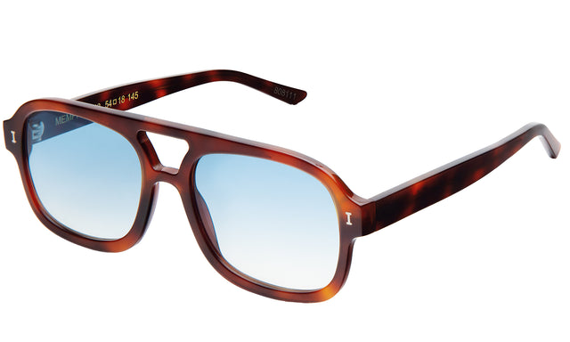 Memphis Sunglasses side view in Havana / Blue Gradient See Through