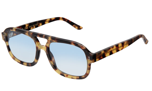Memphis Sunglasses side view in Tortoise / Blue Gradient See Through
