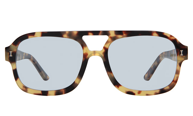 Memphis Sunglasses front view in Tortoise with Light Blue See Through
