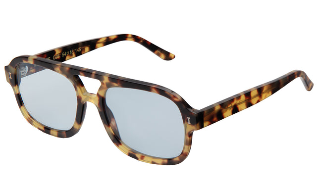 Memphis Sunglasses side view in Tortoise / Light Blue See Through