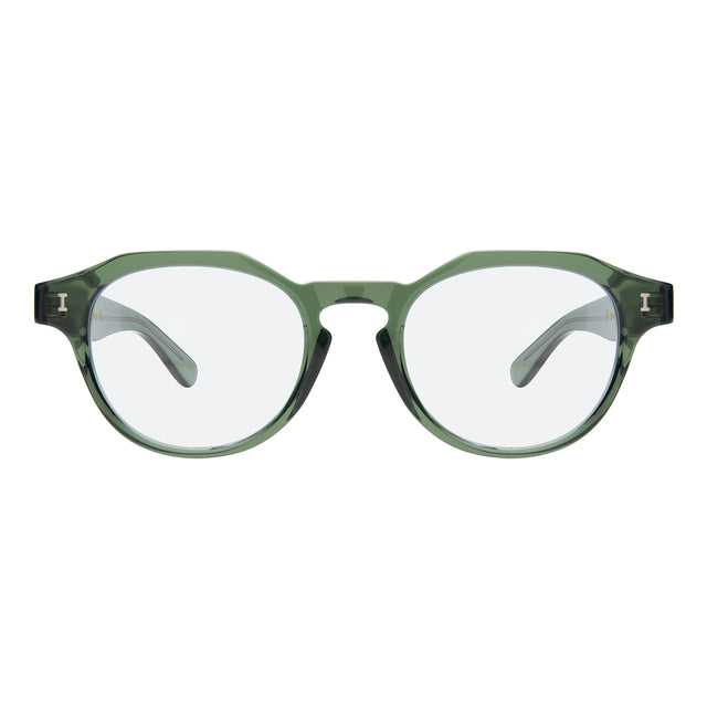 Michael Sunglasses front view in Pine with Light Blue See Through