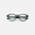 Front view of Michael Sunglasses in Pine/Light Blue See Through