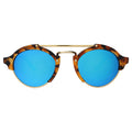 Front view of Milan Sunglasses in Light Tortoise/Blue Mirror