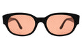 Front view of Montreal E Sunglasses in Black/Guava See Through