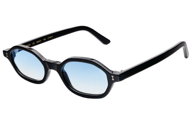 Munich Sunglasses side view in Black / Blue Flat Gradient See Through