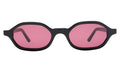 Front view of Munich Sunglasses in Black/Plum Flat See Through