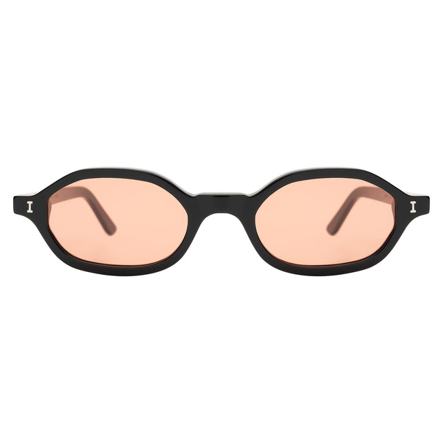 Munich Sunglasses front view in Black with Sunset Flat