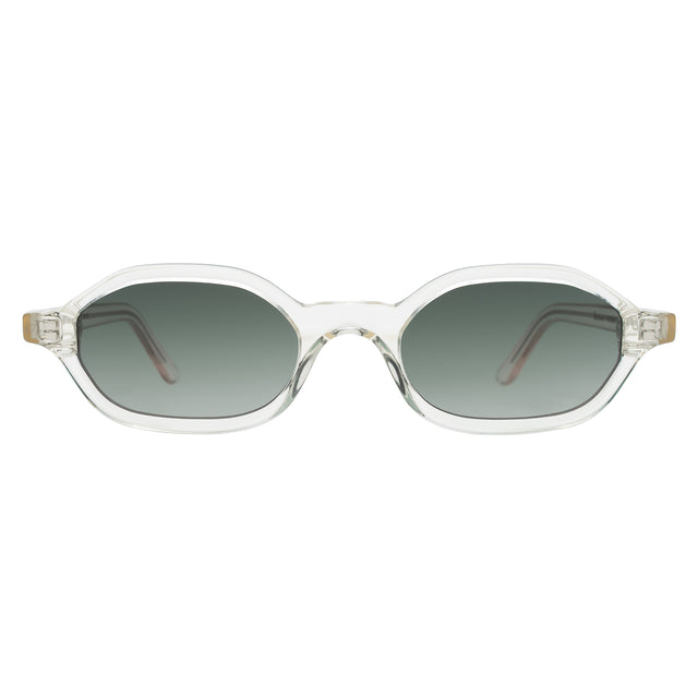 Munich Sunglasses front view in Champagne with Olive Flat Gradient