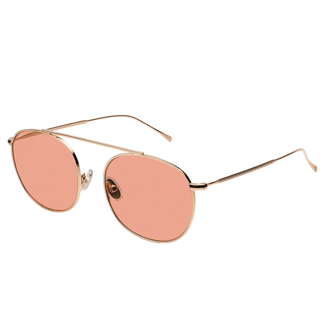 Mykonos M Sunglasses side view in Gold / Sunset Flat