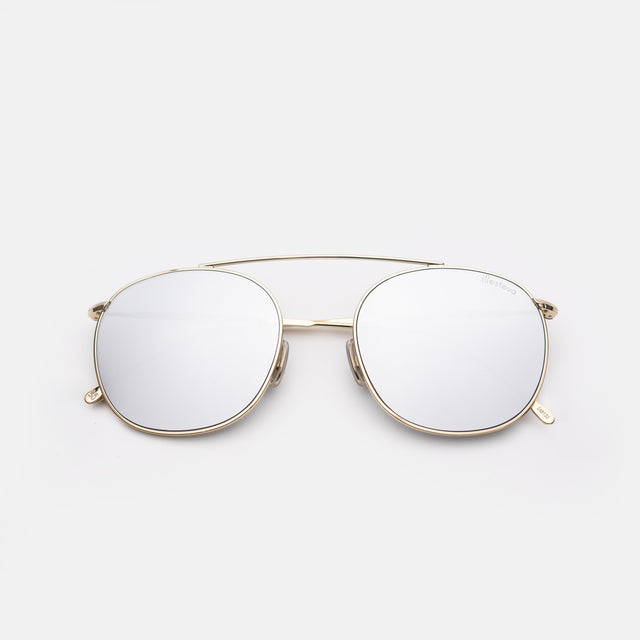 Mykonos II Sunglasses side view in Gold / Silver Flat Mirror