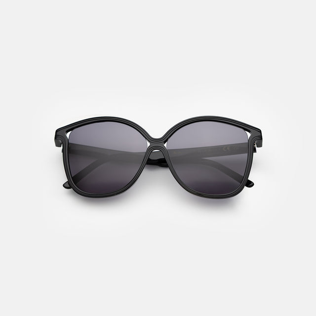 Nancy 57 Sunglasses side view in Black / Grey