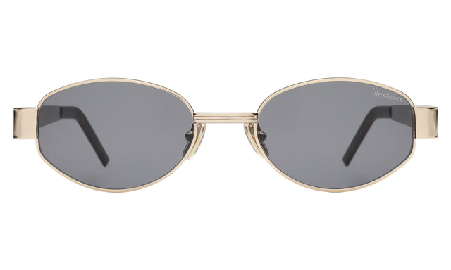 Nesso Sunglasses front view in Gold with Grey