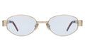 Front view of Nesso Sunglasses in Gold/Light Blue See Through