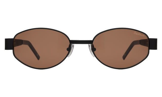 Nesso Sunglasses front view in Matte Black with Brown