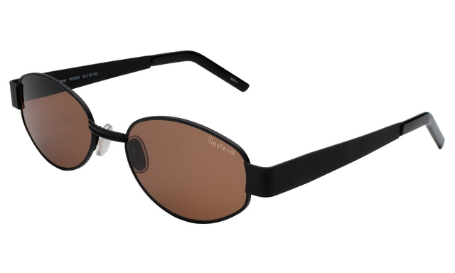 Nesso Sunglasses side view in Matte Black / Brown