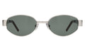 Front view of Nesso Sunglasses in Silver/Olive