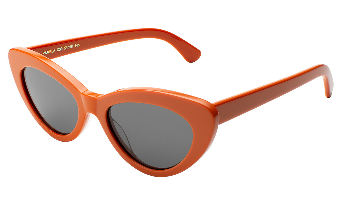 Pamela Sunglasses in Aperol with Grey Flat lenses, side view