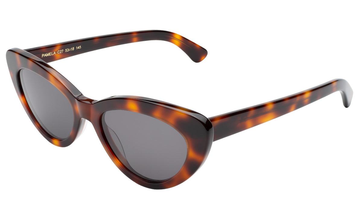 Pamela Sunglasses in Havana with Grey Flat lenses, side view