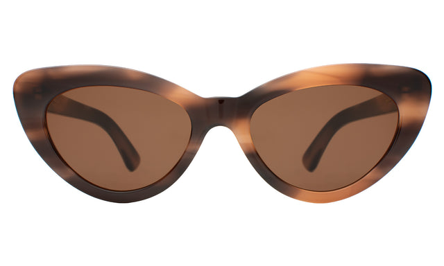 Pamela Sunglasses front view in Hazelnut with Brown Flat